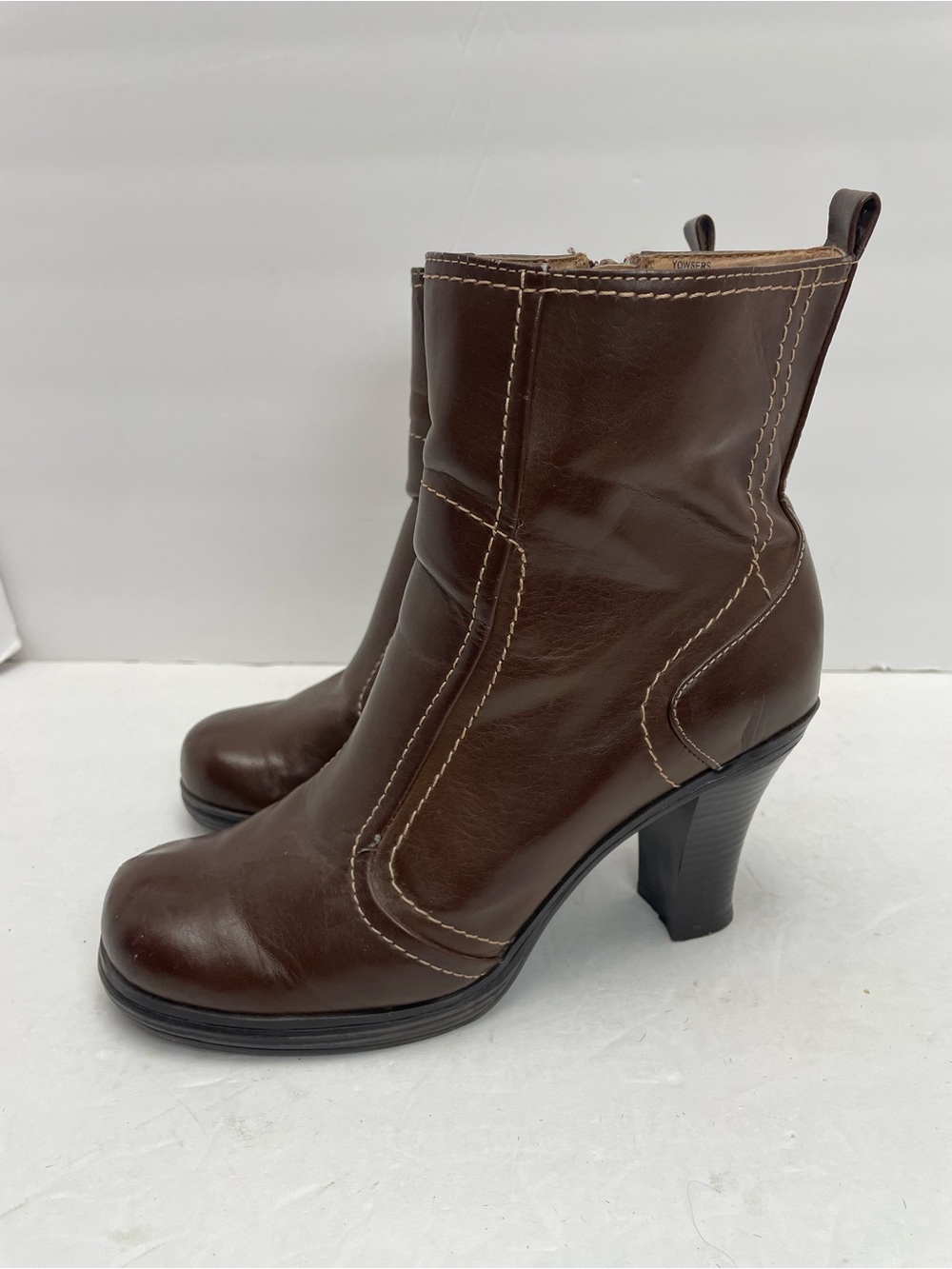 VTG Mudd Size 7.5 90s Y2K Mid-calf Brown Vegan Leather Chunky Boots Plaid Lined